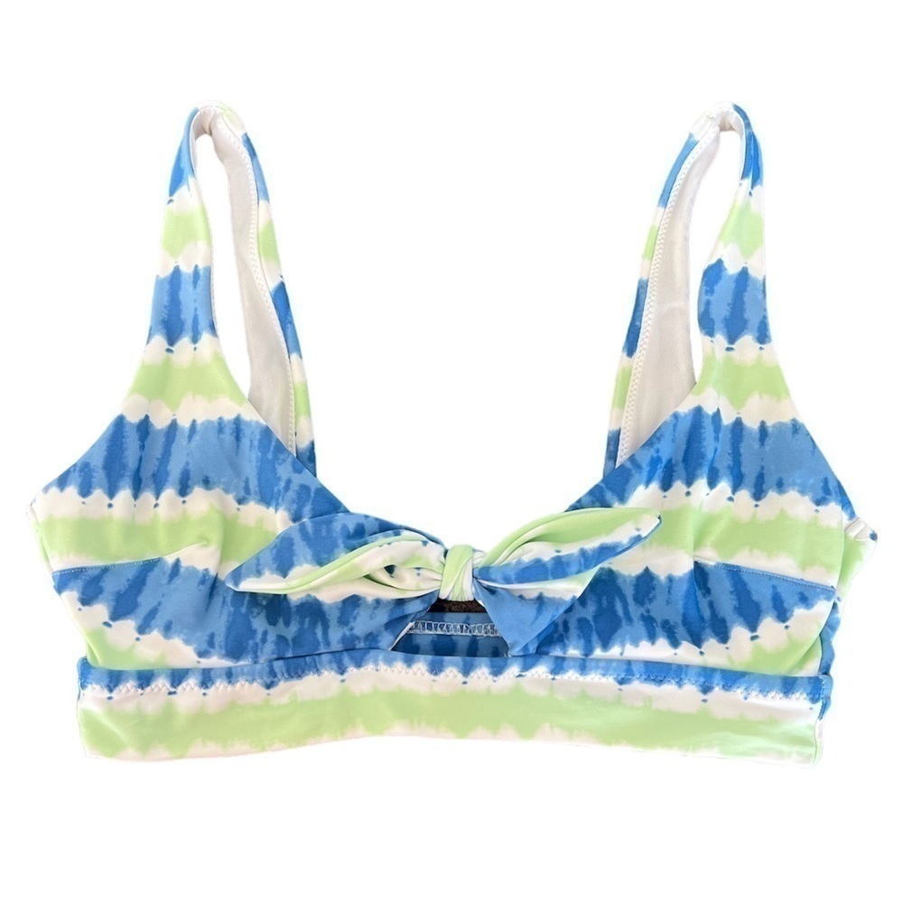 Aerie Women's Printed Tie Banded Wide Strap Scoop Bikini Top Tie Dye Size Small